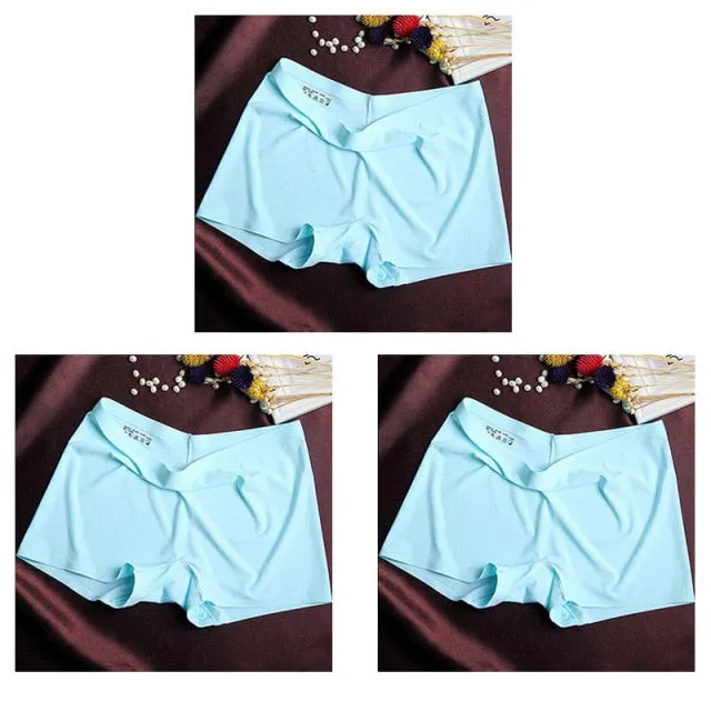 3 Pack Ladies Boyshorts Seamless Ice Silk Ladies Safety Short Pants Mid Waist Summer Breathable Boxer Undies Underwear
