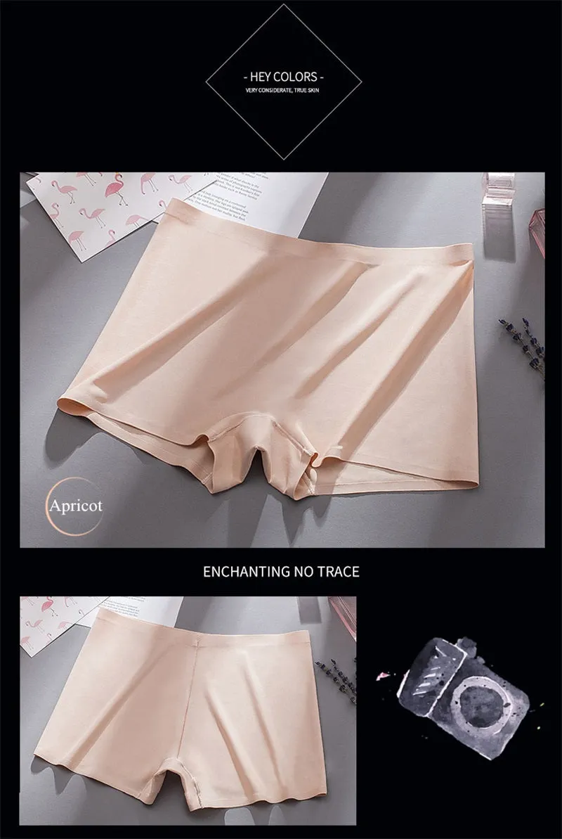 3 Pack Ladies Boyshorts Seamless Ice Silk Ladies Safety Short Pants Mid Waist Summer Breathable Boxer Undies Underwear