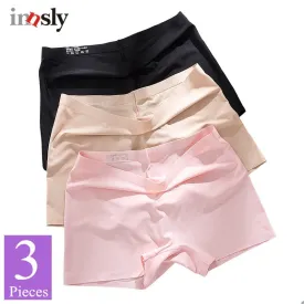 3 Pack Ladies Boyshorts Seamless Ice Silk Ladies Safety Short Pants Mid Waist Summer Breathable Boxer Undies Underwear