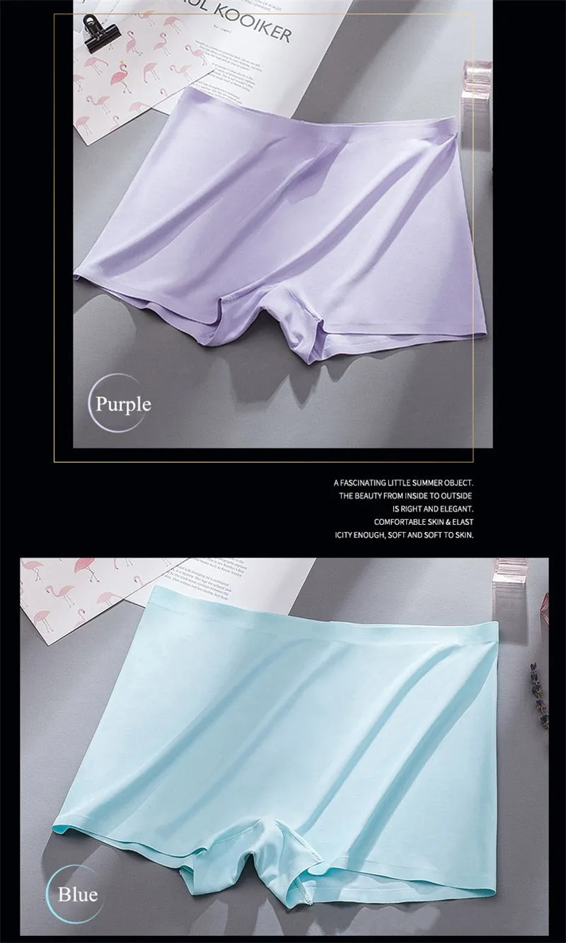 3 Pack Ladies Boyshorts Seamless Ice Silk Ladies Safety Short Pants Mid Waist Summer Breathable Boxer Undies Underwear