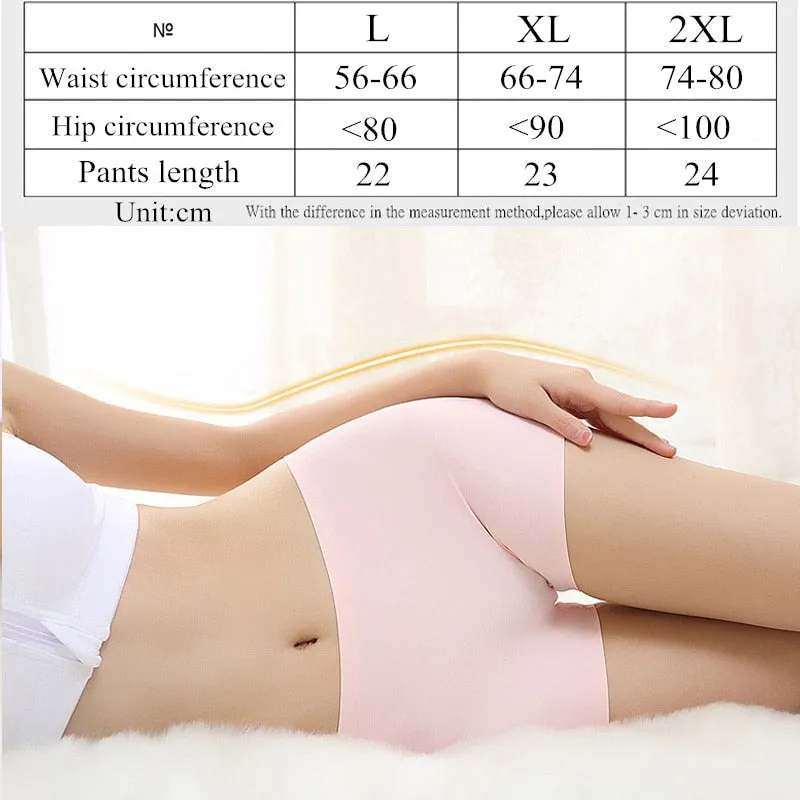 3 Pack Ladies Boyshorts Seamless Ice Silk Ladies Safety Short Pants Mid Waist Summer Breathable Boxer Undies Underwear