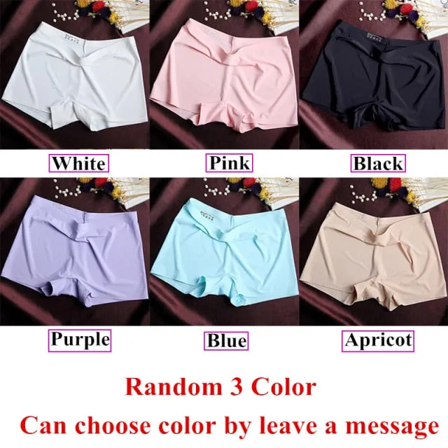3 Pack Ladies Boyshorts Seamless Ice Silk Ladies Safety Short Pants Mid Waist Summer Breathable Boxer Undies Underwear