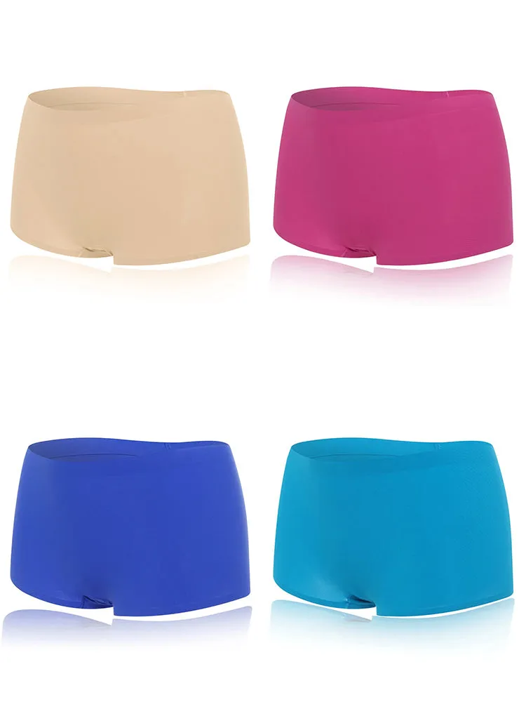 4-Pack Women's Seamless Boyshorts Ice Silk Panties