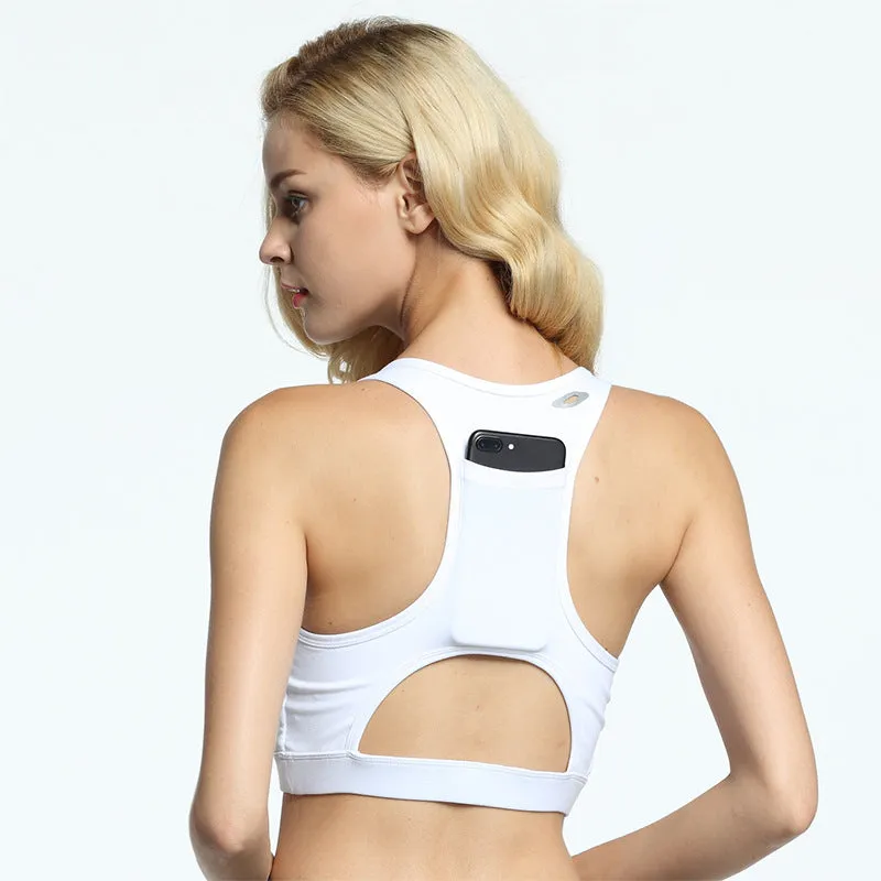 Shakeproof Sports Bra with Back Pocket