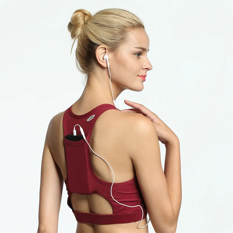 Shakeproof Sports Bra with Back Pocket
