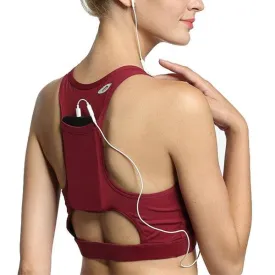 Shakeproof Sports Bra with Back Pocket