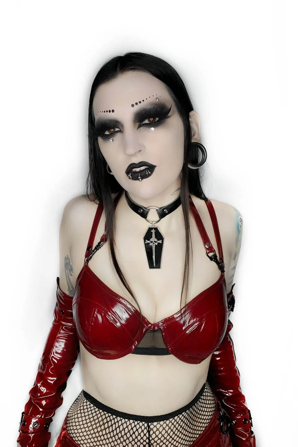 Vampire Red Vinyl Padded Push Up Bra Top